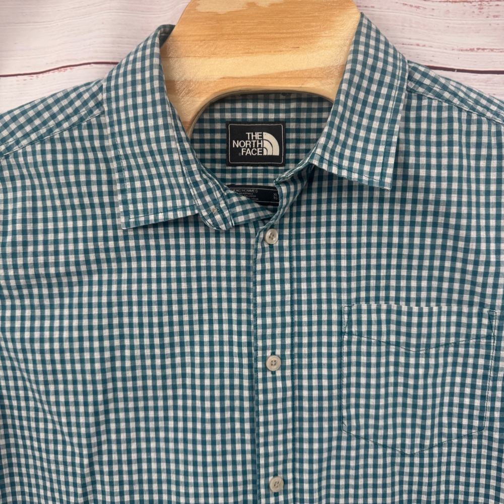 The North Face Shirt Mens Size XL Gingham Plaid Short Sleeve Button Up Casual